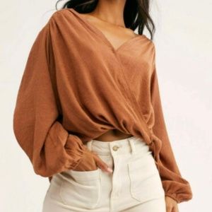 NWT Free People Check On It pleated wrap top